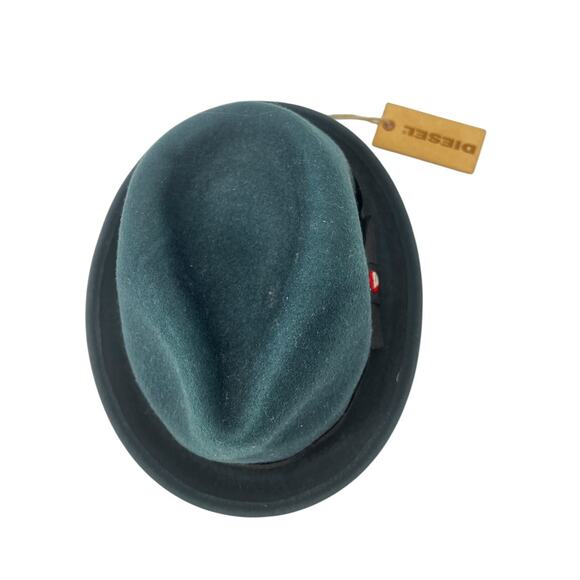 Diesel Industry 100% Wool Fedora Hat Black Made in Macedonia Size 11 - Picture 2 of 6